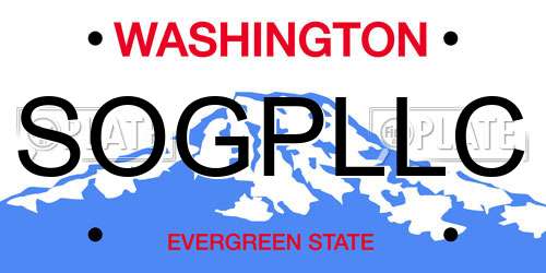 SOGPLLC Washington License Plate