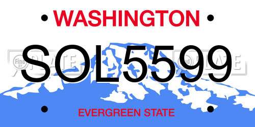 SOL5599 Washington License Plate