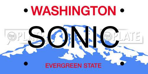 SONIC Washington License Plate
