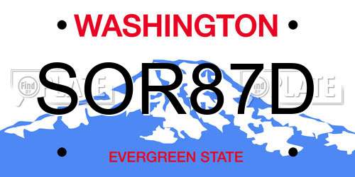 SOR87D Washington License Plate