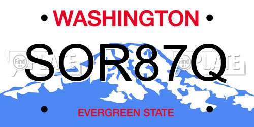 SOR87Q Washington License Plate
