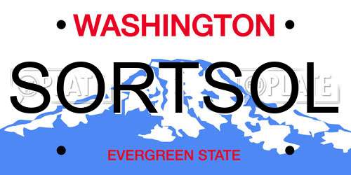 SORTSOL Washington License Plate
