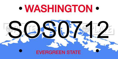SOS0712 Washington License Plate