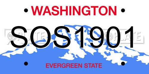 SOS1901 Washington License Plate