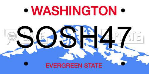 SOSH47 Washington License Plate