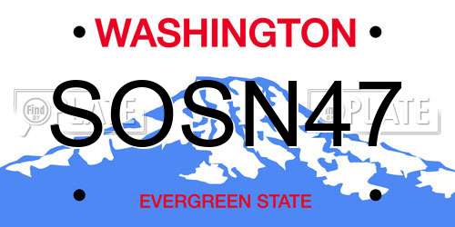 SOSN47 Washington License Plate
