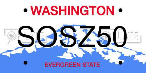 SOSZ50 Washington License Plate
