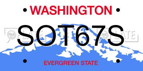 SOT67S Washington License Plate