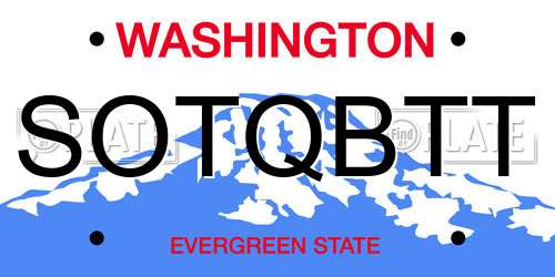 SOTQBTT Washington License Plate