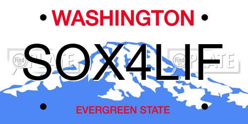SOX4LIF Washington License Plate