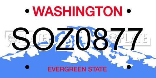 SOZ0877 Washington License Plate