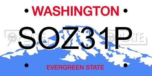 SOZ31P Washington License Plate