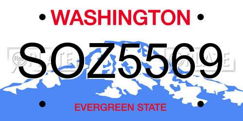 SOZ5569 Washington License Plate