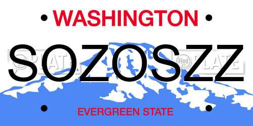 SOZOSZZ Washington License Plate