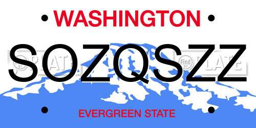SOZQSZZ Washington License Plate