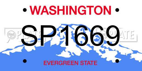 SP1669 Washington License Plate