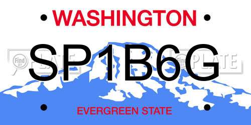 SP1B6G Washington License Plate