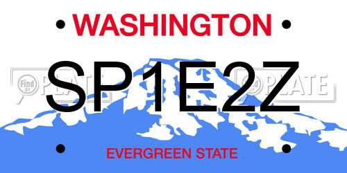 SP1E2Z Washington License Plate
