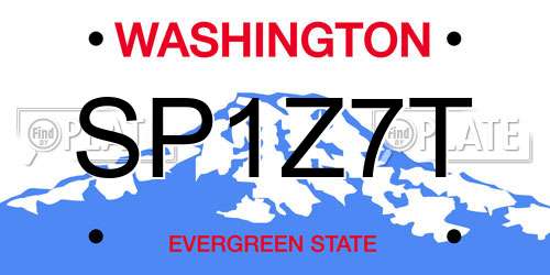 SP1Z7T Washington License Plate