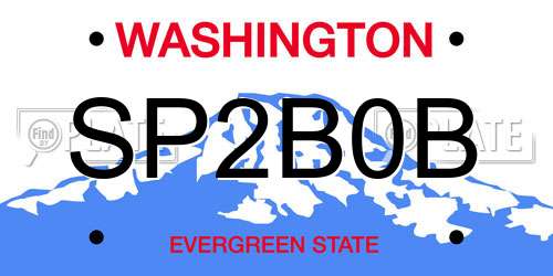 SP2B0B Washington License Plate