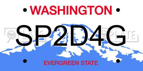 SP2D4G Washington License Plate