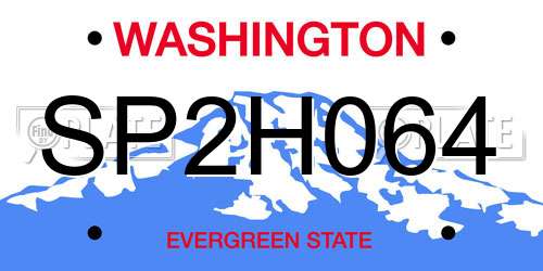 SP2H064 Washington License Plate