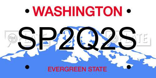 SP2Q2S Washington License Plate