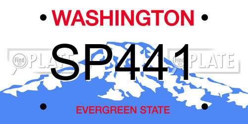 SP441 Washington License Plate