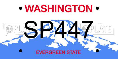 SP447 Washington License Plate