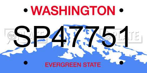 SP47751 Washington License Plate