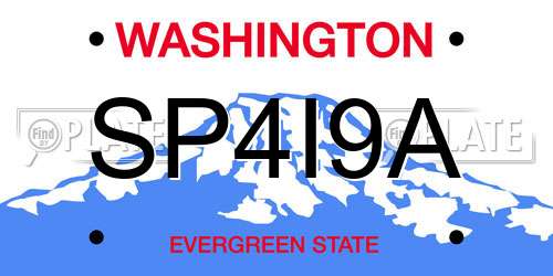 SP4I9A Washington License Plate