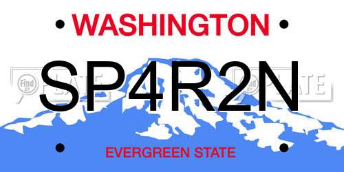 SP4R2N Washington License Plate