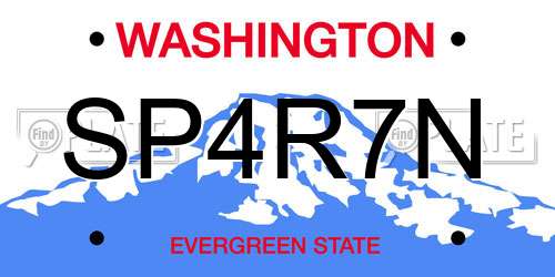 SP4R7N Washington License Plate