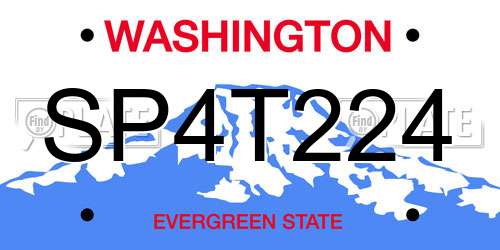 SP4T224 Washington License Plate