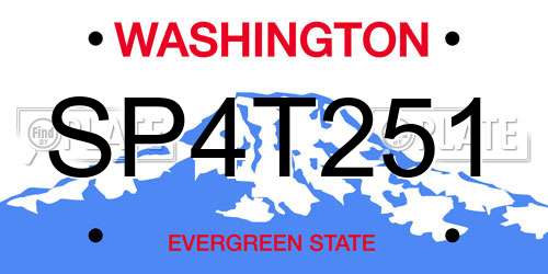 SP4T251 Washington License Plate