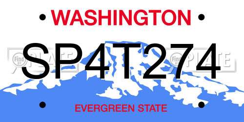 SP4T274 Washington License Plate