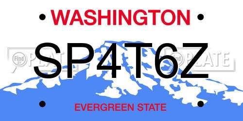 SP4T6Z Washington License Plate