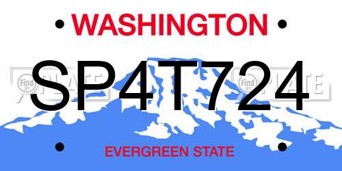 SP4T724 Washington License Plate