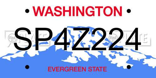SP4Z224 Washington License Plate