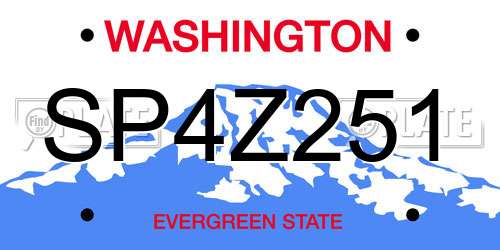 SP4Z251 Washington License Plate