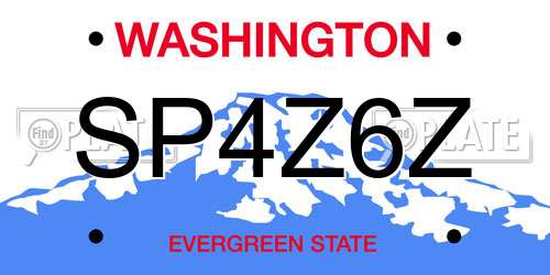 SP4Z6Z Washington License Plate