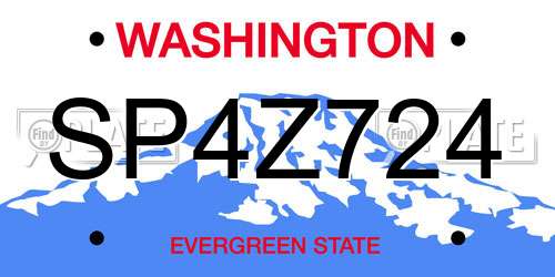 SP4Z724 Washington License Plate