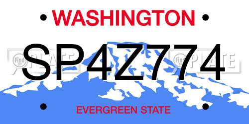 SP4Z774 Washington License Plate