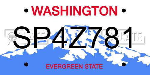 SP4Z781 Washington License Plate