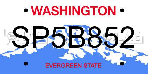 SP5B852 Washington License Plate