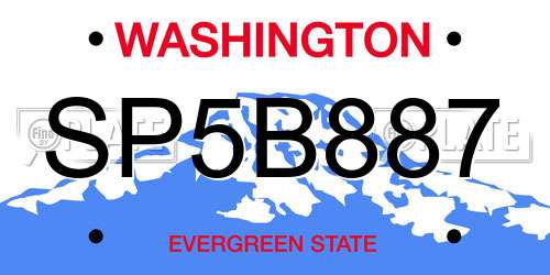 SP5B887 Washington License Plate