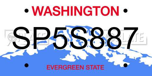 SP5S887 Washington License Plate