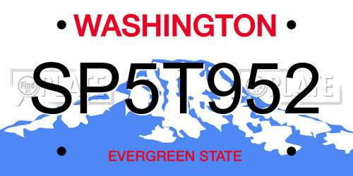 SP5T952 Washington License Plate