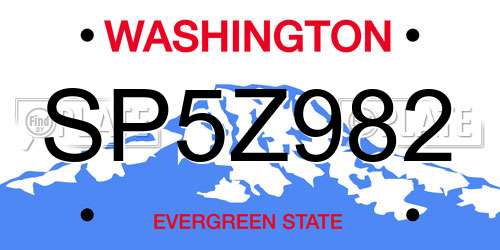 SP5Z982 Washington License Plate