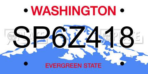 SP6Z418 Washington License Plate